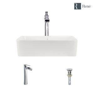 Alternate Image for Rene 19" Rectangle Porcelain Bathroom Sink, Biscuit, with Faucet, R2-5007-B-R9-7007-C