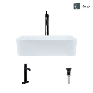 Alternate Image for Rene 19" Rectangle Porcelain Bathroom Sink, White, with Faucet, R2-5007-W-R9-7001-ABR