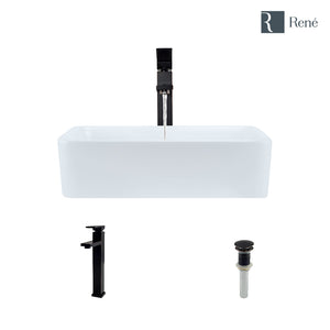 Alternate Image for Rene 19" Rectangle Porcelain Bathroom Sink, White, with Faucet, R2-5007-W-R9-7003-ABR