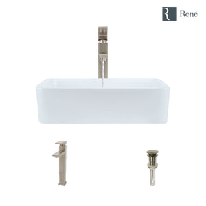 Alternate Image for Rene 19" Rectangle Porcelain Bathroom Sink, White, with Faucet, R2-5007-W-R9-7003-BN