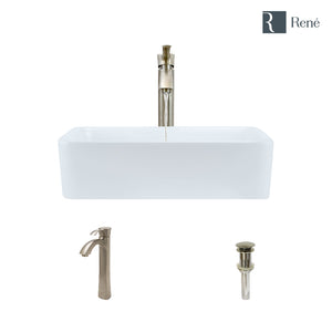 Alternate Image for Rene 19" Rectangle Porcelain Bathroom Sink, White, with Faucet, R2-5007-W-R9-7006-BN
