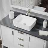 Rene 19" Rectangle Porcelain Bathroom Sink, White, with Faucet, R2-5007-W-R9-7006-BN - The Sink Boutique