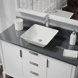 Rene 16" Square Porcelain Bathroom Sink, Biscuit, with Faucet, R2-5010-B-R9-7003-C - The Sink Boutique