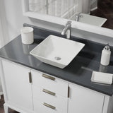 Rene 16" Square Porcelain Bathroom Sink, Biscuit, with Faucet, R2-5010-B-R9-7006-C - The Sink Boutique