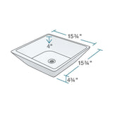 Rene 16" Square Porcelain Bathroom Sink, Biscuit, with Faucet, R2-5010-B-R9-7007-ABR - The Sink Boutique