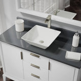 Rene 16" Square Porcelain Bathroom Sink, Biscuit, with Faucet, R2-5010-B-R9-7007-BN - The Sink Boutique