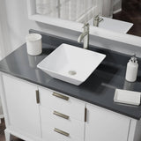 Rene 16" Square Porcelain Bathroom Sink, White, with Faucet, R2-5010-W-R9-7001-BN - The Sink Boutique