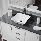 Rene 16" Square Porcelain Bathroom Sink, White, with Faucet, R2-5010-W-R9-7003-ABR - The Sink Boutique