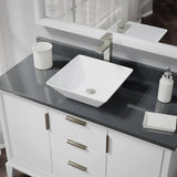 Rene 16" Square Porcelain Bathroom Sink, White, with Faucet, R2-5010-W-R9-7003-BN - The Sink Boutique