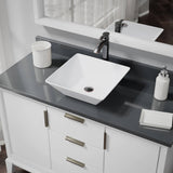Rene 16" Square Porcelain Bathroom Sink, White, with Faucet, R2-5010-W-R9-7006-ABR - The Sink Boutique