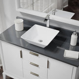 Rene 16" Square Porcelain Bathroom Sink, White, with Faucet, R2-5010-W-R9-7007-C - The Sink Boutique