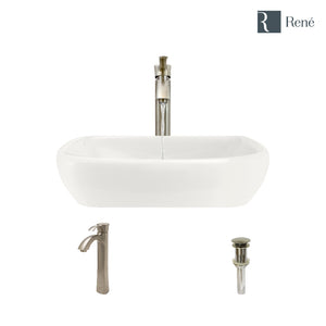 Alternate Image for Rene 17" Round Porcelain Bathroom Sink, Biscuit, with Faucet, R2-5011-B-R9-7006-BN