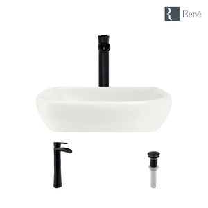 Alternate Image for Rene 17" Round Porcelain Bathroom Sink, Biscuit, with Faucet, R2-5011-B-R9-7007-ABR