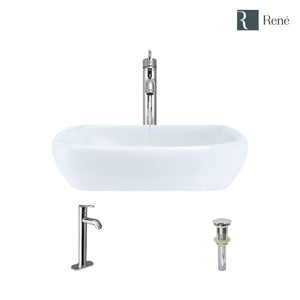 Alternate Image for Rene 17" Round Porcelain Bathroom Sink, White, with Faucet, R2-5011-W-R9-7001-C