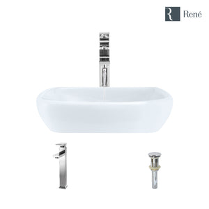 Alternate Image for Rene 17" Round Porcelain Bathroom Sink, White, with Faucet, R2-5011-W-R9-7003-C