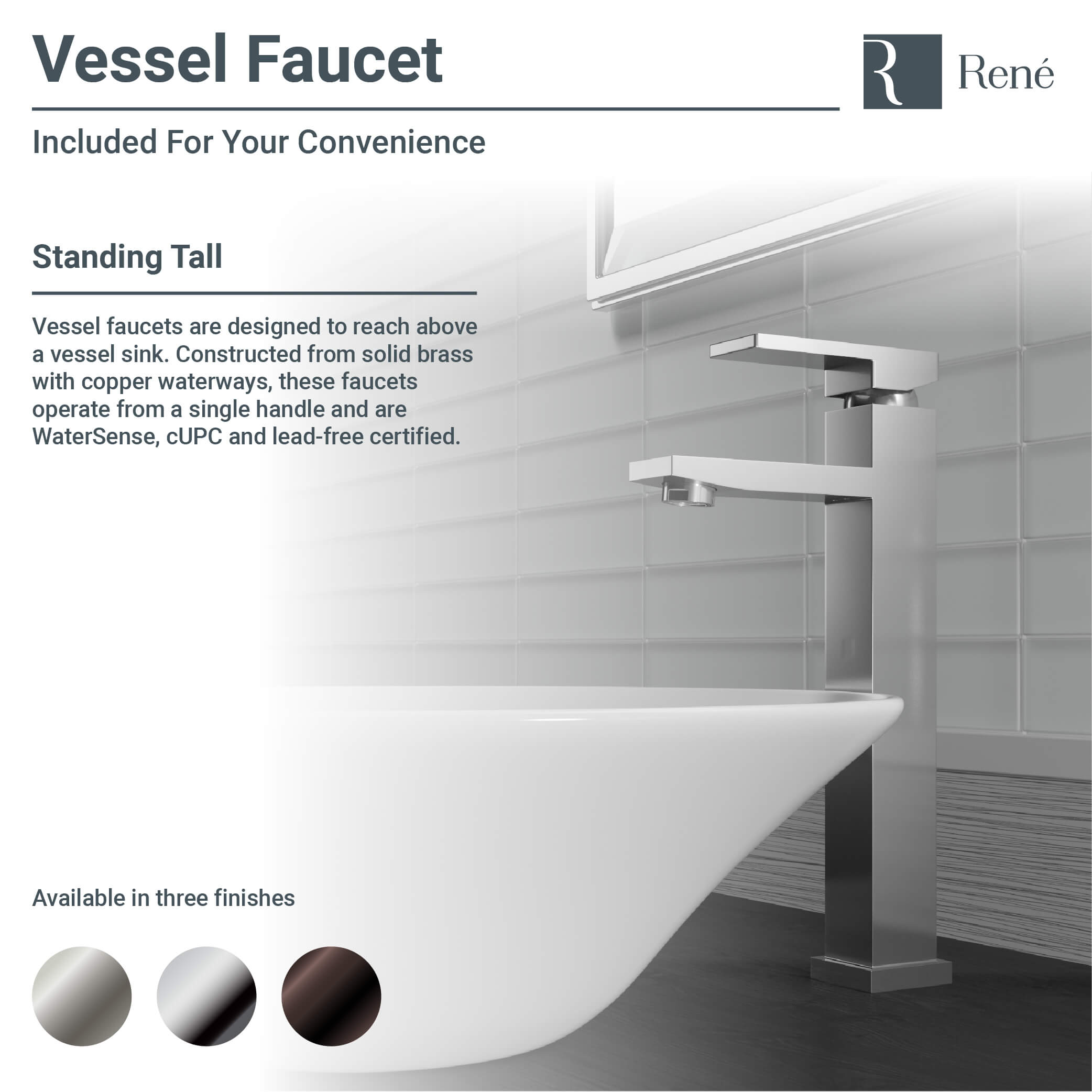 Rene 17" Round Porcelain Bathroom Sink, White, with Faucet, R2-5011-W-R9-7003-C - The Sink Boutique