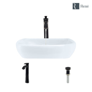 Alternate Image for Rene 17" Round Porcelain Bathroom Sink, White, with Faucet, R2-5011-W-R9-7006-ABR