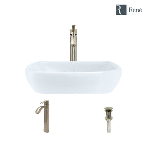 Alternate Image for Rene 17" Round Porcelain Bathroom Sink, White, with Faucet, R2-5011-W-R9-7006-BN