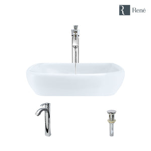 Alternate Image for Rene 17" Round Porcelain Bathroom Sink, White, with Faucet, R2-5011-W-R9-7006-C