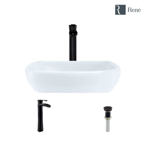 Alternate Image for Rene 17" Round Porcelain Bathroom Sink, White, with Faucet, R2-5011-W-R9-7007-ABR