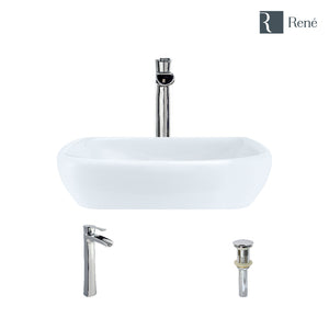 Alternate Image for Rene 17" Round Porcelain Bathroom Sink, White, with Faucet, R2-5011-W-R9-7007-C