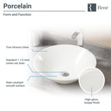 Rene 17" Round Porcelain Bathroom Sink, Biscuit, with Faucet, R2-5015-B-R9-7001-ABR - The Sink Boutique