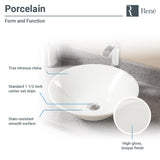 Rene 17" Round Porcelain Bathroom Sink, Biscuit, with Faucet, R2-5015-B-R9-7001-BN - The Sink Boutique