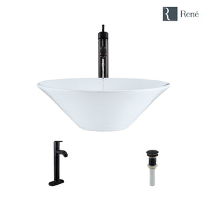 Alternate Image for Rene 17" Round Porcelain Bathroom Sink, White, with Faucet, R2-5015-W-R9-7001-ABR