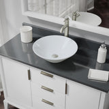 Rene 17" Round Porcelain Bathroom Sink, White, with Faucet, R2-5015-W-R9-7001-BN - The Sink Boutique