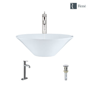 Alternate Image for Rene 17" Round Porcelain Bathroom Sink, White, with Faucet, R2-5015-W-R9-7001-C