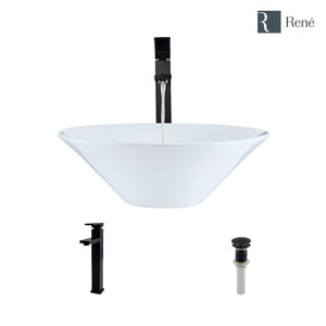 Alternate Image for Rene 17" Round Porcelain Bathroom Sink, White, with Faucet, R2-5015-W-R9-7003-ABR