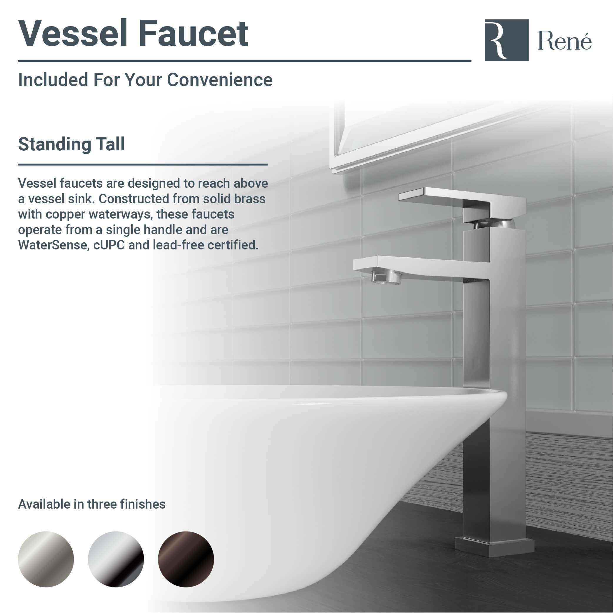 Rene 17" Round Porcelain Bathroom Sink, White, with Faucet, R2-5015-W-R9-7003-ABR - The Sink Boutique