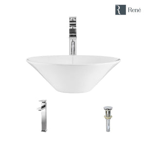 Alternate Image for Rene 17" Round Porcelain Bathroom Sink, White, with Faucet, R2-5015-W-R9-7003-C