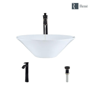 Alternate Image for Rene 17" Round Porcelain Bathroom Sink, White, with Faucet, R2-5015-W-R9-7006-ABR