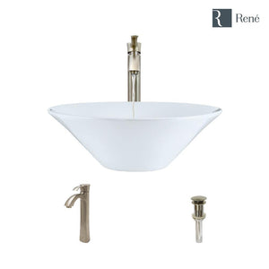 Alternate Image for Rene 17" Round Porcelain Bathroom Sink, White, with Faucet, R2-5015-W-R9-7006-BN
