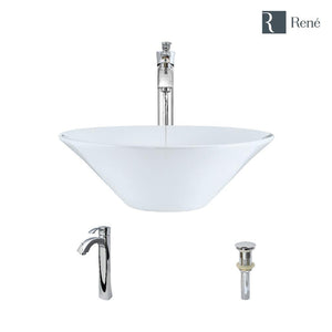 Alternate Image for Rene 17" Round Porcelain Bathroom Sink, White, with Faucet, R2-5015-W-R9-7006-C