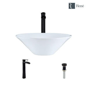 Alternate Image for Rene 17" Round Porcelain Bathroom Sink, White, with Faucet, R2-5015-W-R9-7007-ABR