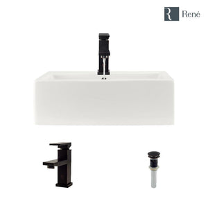 Alternate Image for Rene 21" Rectangle Porcelain Bathroom Sink, Biscuit, with Faucet, R2-5018-B-R9-7002-ABR