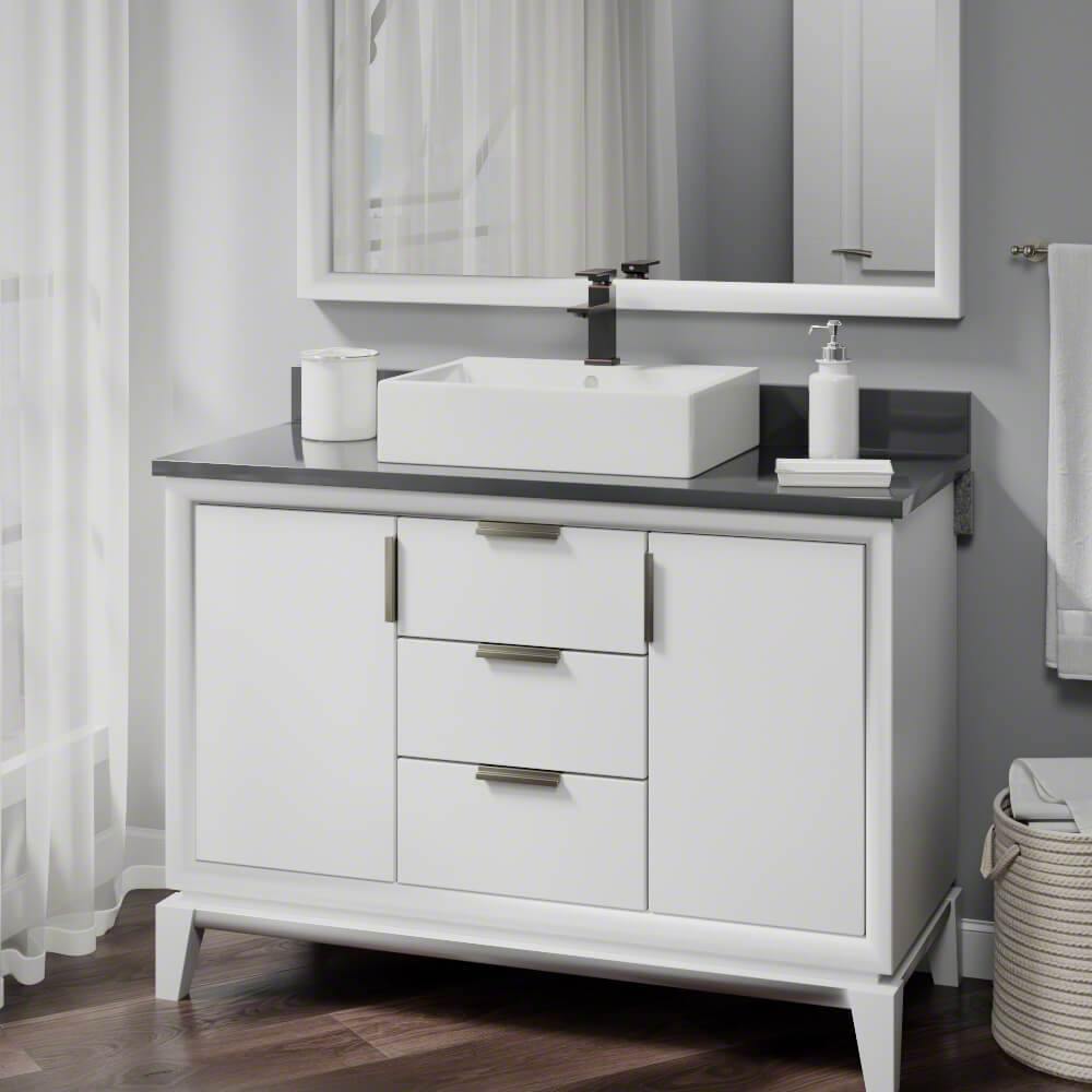 Rene 21" Rectangle Porcelain Bathroom Sink, Biscuit, with Faucet, R2-5018-B-R9-7002-ABR - The Sink Boutique