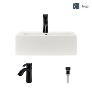 Alternate Image for Rene 21" Rectangle Porcelain Bathroom Sink, Biscuit, with Faucet, R2-5018-B-R9-7005-ABR