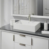 Rene 21" Rectangle Porcelain Bathroom Sink, Biscuit, with Faucet, R2-5018-B-R9-7005-BN - The Sink Boutique