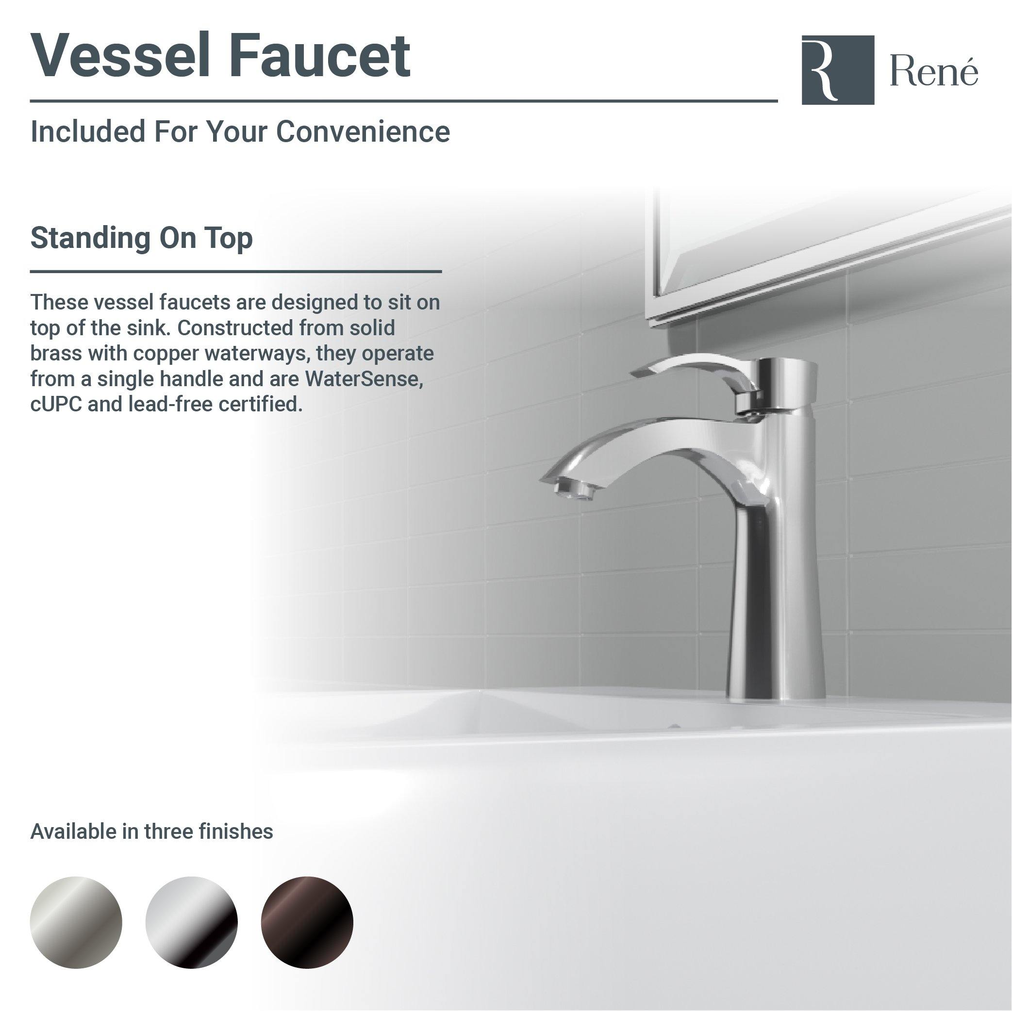 Rene 21" Rectangle Porcelain Bathroom Sink, Biscuit, with Faucet, R2-5018-B-R9-7005-BN - The Sink Boutique