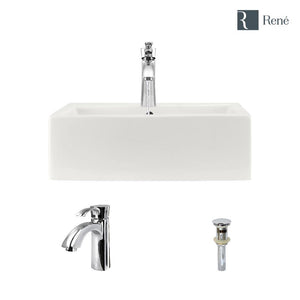 Alternate Image for Rene 21" Rectangle Porcelain Bathroom Sink, Biscuit, with Faucet, R2-5018-B-R9-7005-C