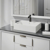 Rene 21" Rectangle Porcelain Bathroom Sink, Biscuit, with Faucet, R2-5018-B-R9-7008-ABR - The Sink Boutique