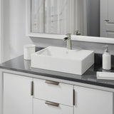 Rene 21" Rectangle Porcelain Bathroom Sink, Biscuit, with Faucet, R2-5018-B-R9-7008-BN - The Sink Boutique