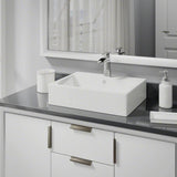 Rene 21" Rectangle Porcelain Bathroom Sink, Biscuit, with Faucet, R2-5018-B-R9-7008-C - The Sink Boutique