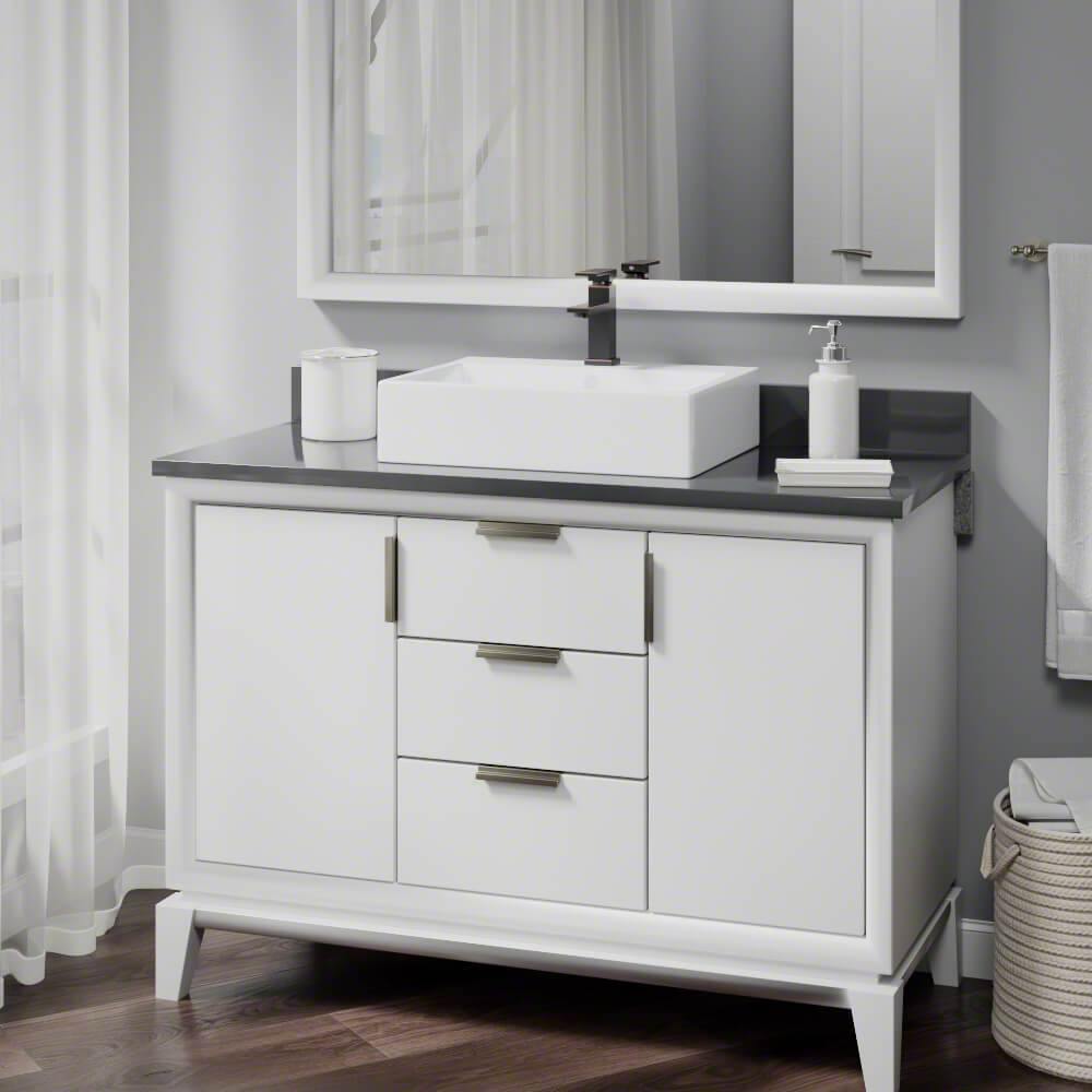 Rene 21" Rectangle Porcelain Bathroom Sink, White, with Faucet, R2-5018-W-R9-7002-ABR - The Sink Boutique