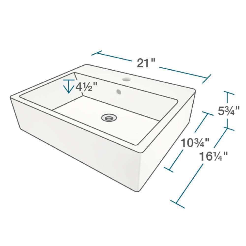 Rene 21" Rectangle Porcelain Bathroom Sink, White, with Faucet, R2-5018-W-R9-7002-ABR - The Sink Boutique