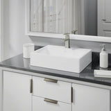Rene 21" Rectangle Porcelain Bathroom Sink, White, with Faucet, R2-5018-W-R9-7002-BN - The Sink Boutique