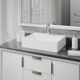 Rene 21" Rectangle Porcelain Bathroom Sink, White, with Faucet, R2-5018-W-R9-7005-C - The Sink Boutique